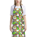 Exotic Tropical Giraffe Pattern Print Bib Apron With Pocket