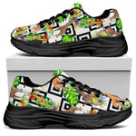 Exotic Tropical Giraffe Pattern Print Black Chunky Shoes