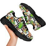 Exotic Tropical Giraffe Pattern Print Black Chunky Shoes