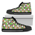 Exotic Tropical Giraffe Pattern Print Black High Top Sneakers