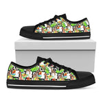 Exotic Tropical Giraffe Pattern Print Black Low Top Sneakers