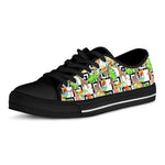Exotic Tropical Giraffe Pattern Print Black Low Top Sneakers