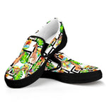 Exotic Tropical Giraffe Pattern Print Black Slip On Sneakers