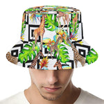 Exotic Tropical Giraffe Pattern Print Bucket Hat