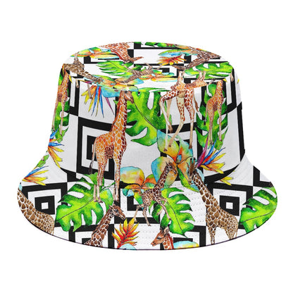 Exotic Tropical Giraffe Pattern Print Bucket Hat