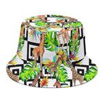 Exotic Tropical Giraffe Pattern Print Bucket Hat