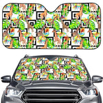 Exotic Tropical Giraffe Pattern Print Car Windshield Sun Shade