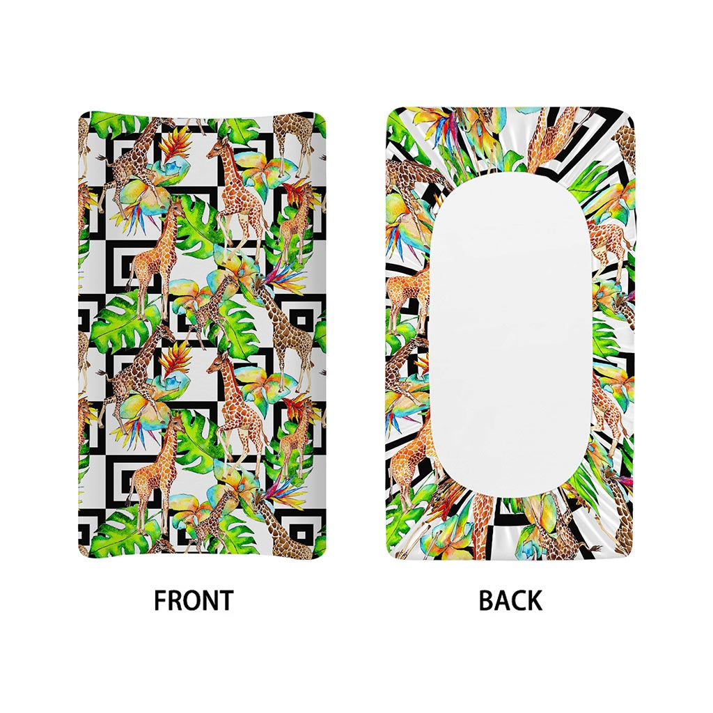 Exotic Tropical Giraffe Pattern Print Changing Pad Cover