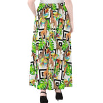 Exotic Tropical Giraffe Pattern Print Chiffon Maxi Skirt