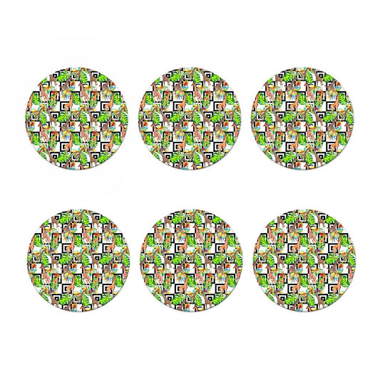 Exotic Tropical Giraffe Pattern Print Coaster Set
