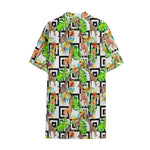 Exotic Tropical Giraffe Pattern Print Cotton Hawaiian Shirt