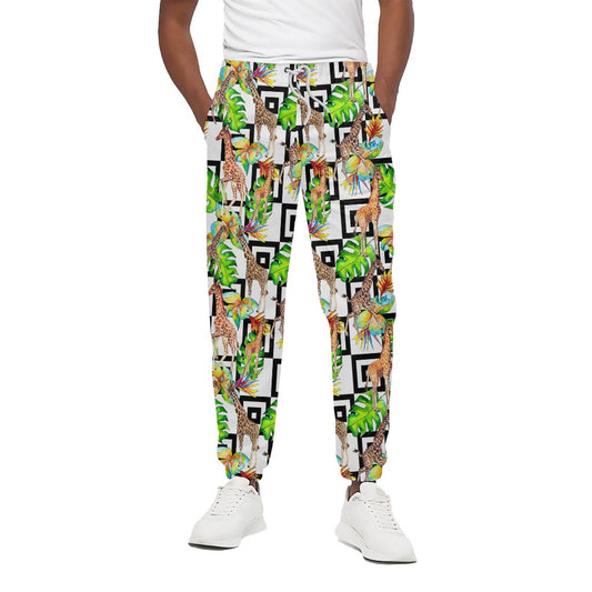 Exotic Tropical Giraffe Pattern Print Cotton Pants