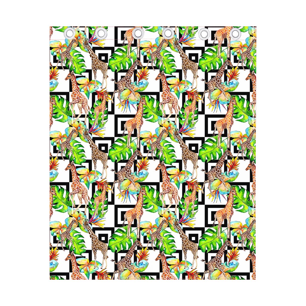Exotic Tropical Giraffe Pattern Print Curtain