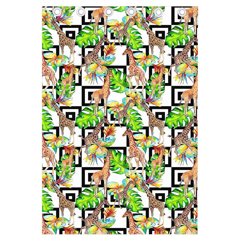 Exotic Tropical Giraffe Pattern Print Curtain