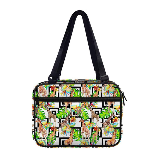 Exotic Tropical Giraffe Pattern Print Double Strap Bible Bag