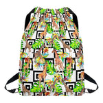 Exotic Tropical Giraffe Pattern Print Drawstring Backpack