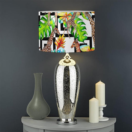 Exotic Tropical Giraffe Pattern Print Drum Lamp Shade