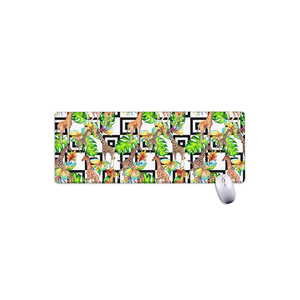 Exotic Tropical Giraffe Pattern Print Extended Mouse Pad
