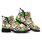 Exotic Tropical Giraffe Pattern Print Flat Ankle Boots