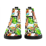 Exotic Tropical Giraffe Pattern Print Flat Ankle Boots
