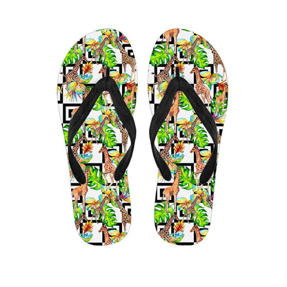 Exotic Tropical Giraffe Pattern Print Flip Flops