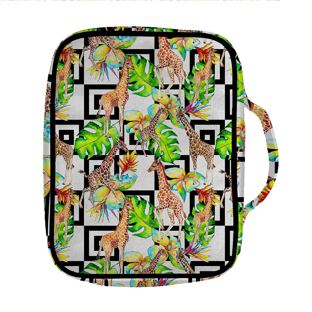 Exotic Tropical Giraffe Pattern Print Front Pocket Bible Bag