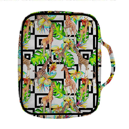 Exotic Tropical Giraffe Pattern Print Front Pocket Bible Bag