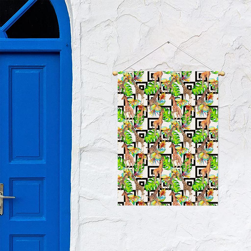 Exotic Tropical Giraffe Pattern Print Garden Flag