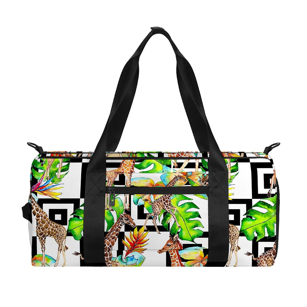 Exotic Tropical Giraffe Pattern Print Gym Bag