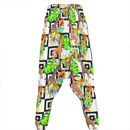 Exotic Tropical Giraffe Pattern Print Hammer Pants