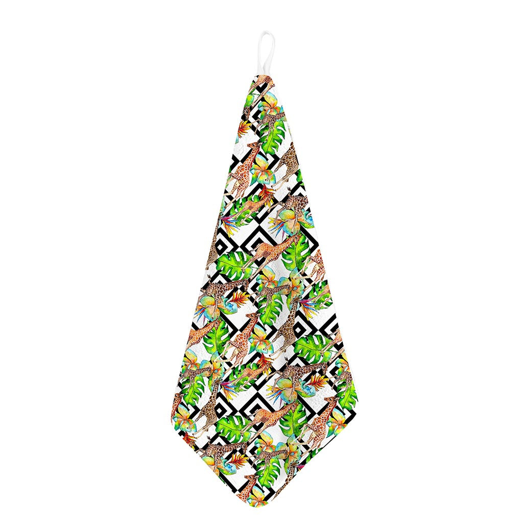 Exotic Tropical Giraffe Pattern Print Hand Towel