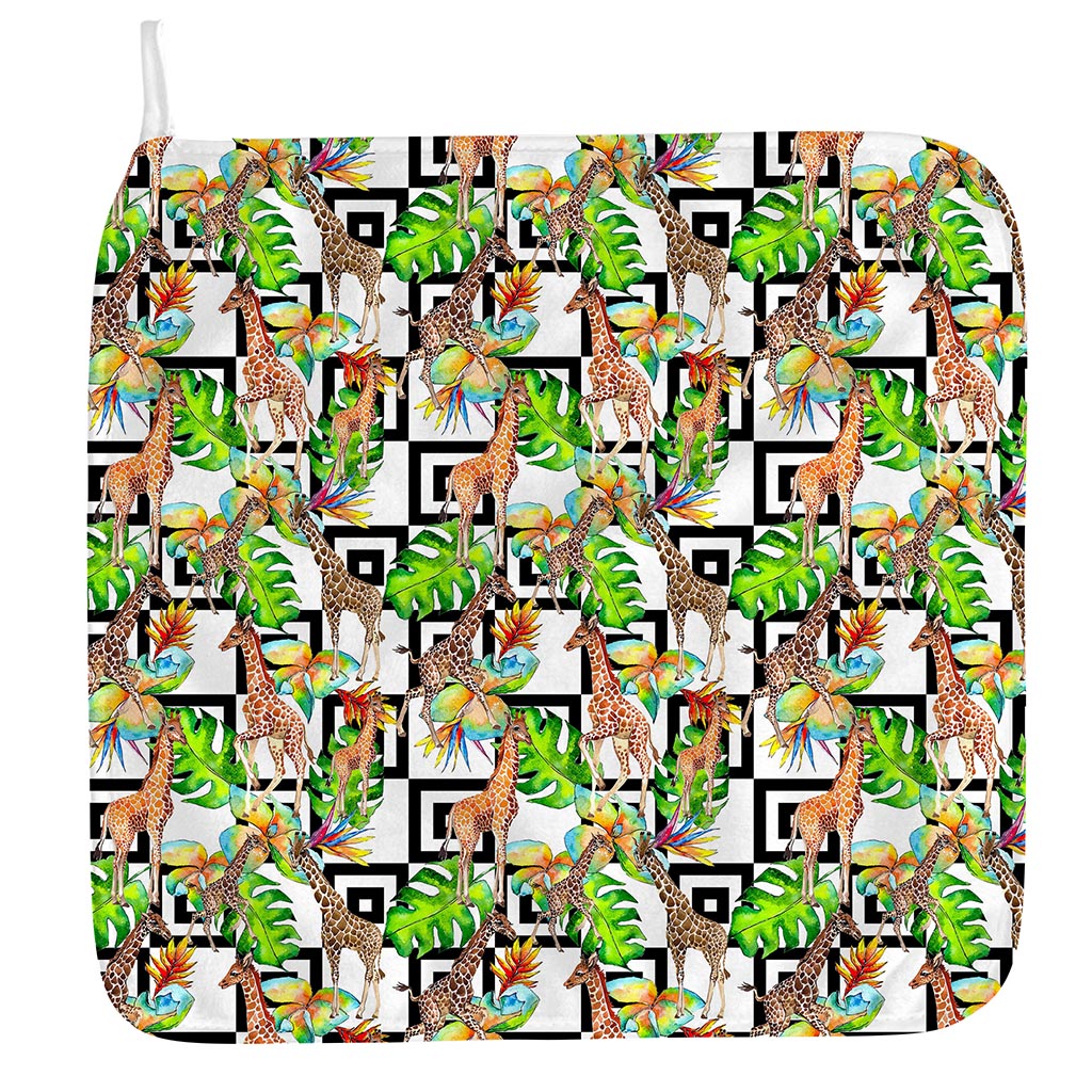 Exotic Tropical Giraffe Pattern Print Hand Towel