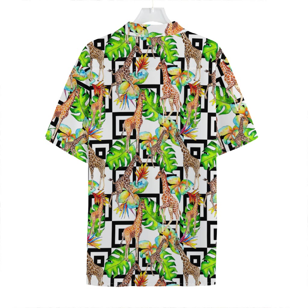 Exotic Tropical Giraffe Pattern Print Hawaiian Shirt