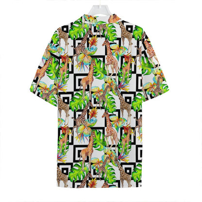 Exotic Tropical Giraffe Pattern Print Hawaiian Shirt