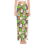 Exotic Tropical Giraffe Pattern Print High Slit Maxi Skirt