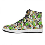 Exotic Tropical Giraffe Pattern Print High Top Leather Sneakers