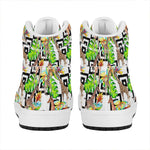 Exotic Tropical Giraffe Pattern Print High Top Leather Sneakers