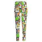 Exotic Tropical Giraffe Pattern Print High-Waisted Pocket Leggings