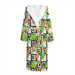 Exotic Tropical Giraffe Pattern Print Hooded Bathrobe