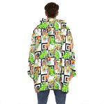 Exotic Tropical Giraffe Pattern Print Hoodie Blanket