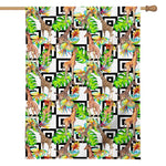 Exotic Tropical Giraffe Pattern Print House Flag