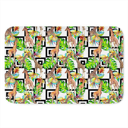 Exotic Tropical Giraffe Pattern Print Indoor Door Mat