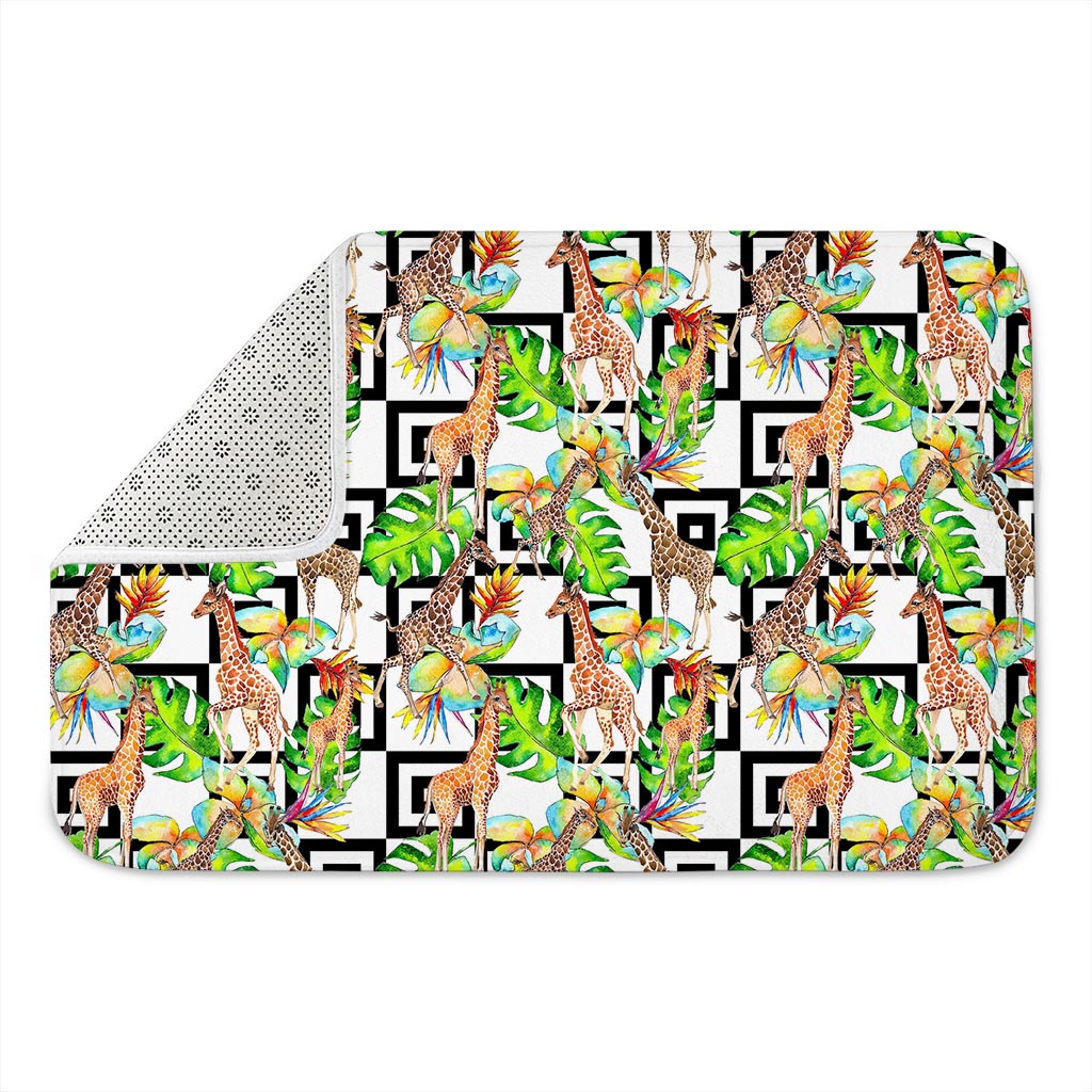 Exotic Tropical Giraffe Pattern Print Indoor Door Mat