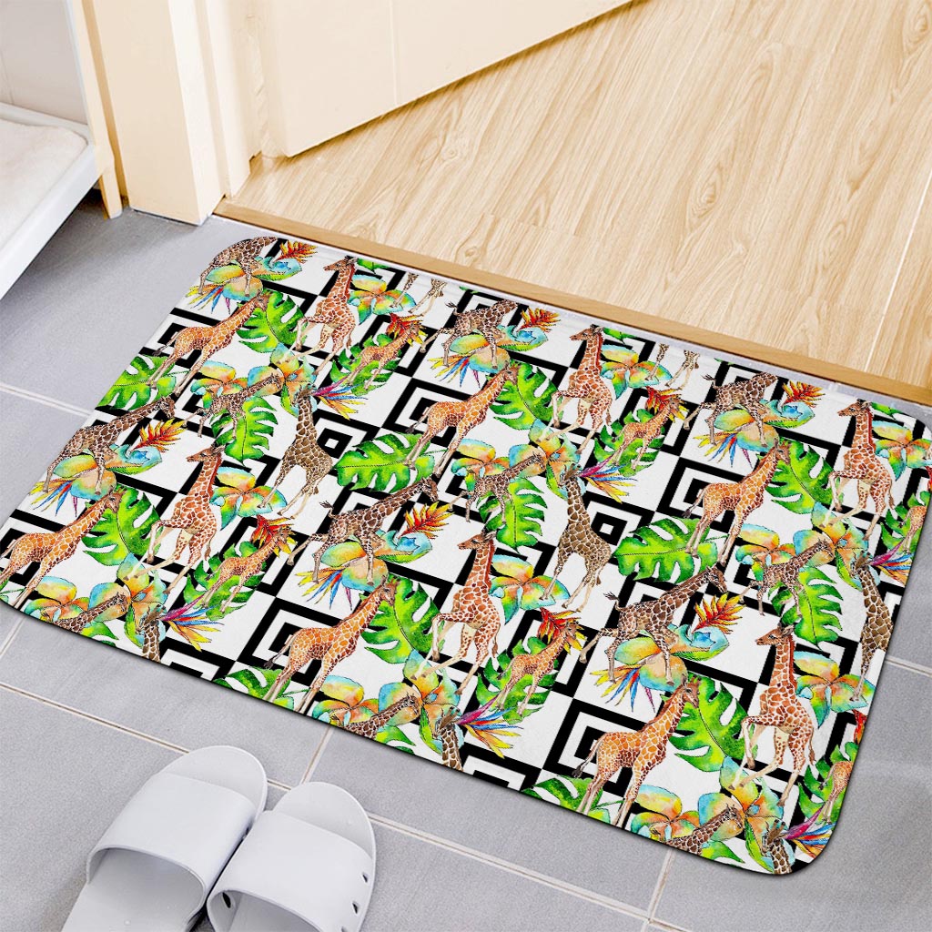 Exotic Tropical Giraffe Pattern Print Indoor Door Mat