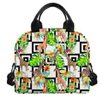 Exotic Tropical Giraffe Pattern Print Insulated Lunch Bag