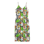 Exotic Tropical Giraffe Pattern Print Jersey Midi Cami Dress
