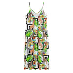 Exotic Tropical Giraffe Pattern Print Jersey Midi Cami Dress