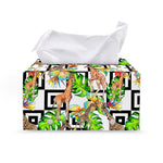 Exotic Tropical Giraffe Pattern Print Leather Tissue Box Cover