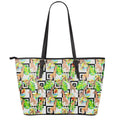Exotic Tropical Giraffe Pattern Print Leather Tote Bag With Zipper