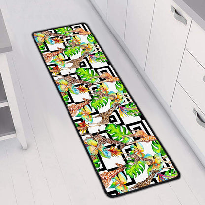 Exotic Tropical Giraffe Pattern Print Long Kitchen Mat